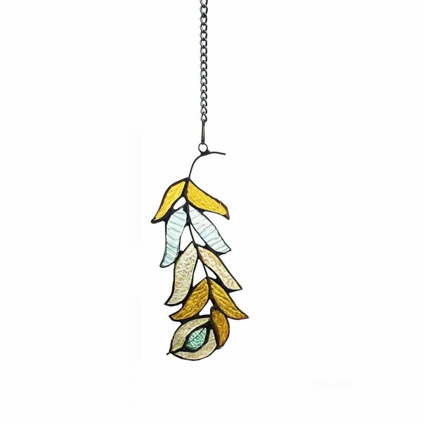 Chloe Lighting 7 in. Feather Tiffany-style Stained Glass Window Panel CH1P605PC07-FTA